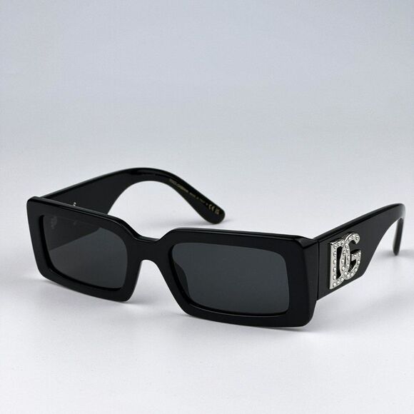 NEW D&G DG4447B 335587 Black Dark Grey Rectangle Women Sunglasses - Picture 1 of 10